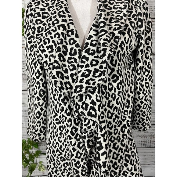Calvin Klein Jacket size 2 Black White Cheetah Leopard Waterfall Career Stretch - Picture 6 of 13